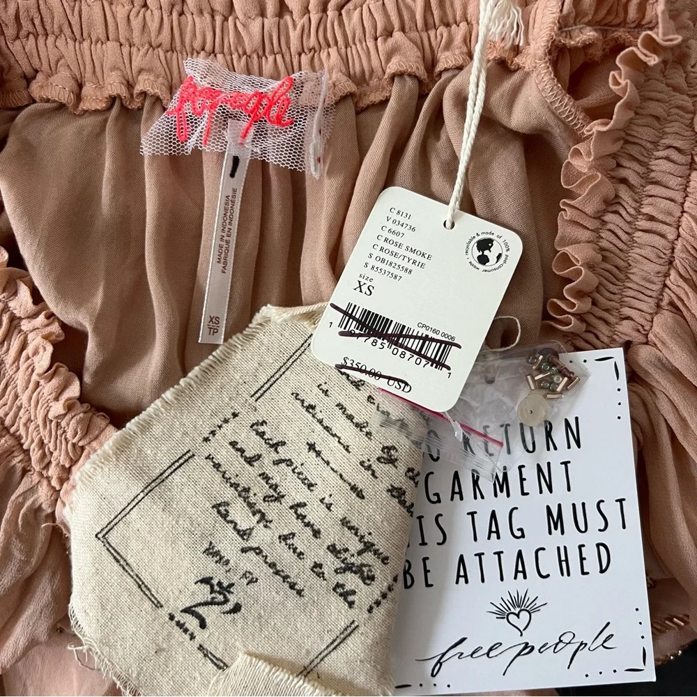 NEW NWT Free People Off The Shoulder Embellished Moon Gleam Dress Rose Smoke - Picture 8 of 10